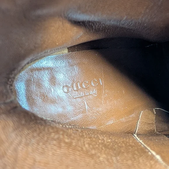 Vintage Gucci Tom Ford GG Monogram Square Toe Kitten Heel Ankle Boots Brown 9 - Picture 11 of 14